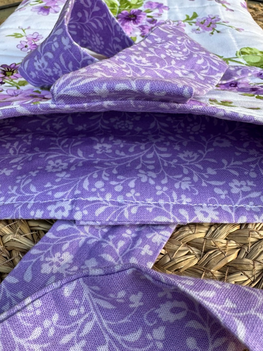 Floral Lavender Quilted Tote with Bow Accent - Picture 3 of 4